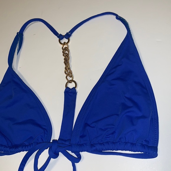 L*SPACE Blue Bikini Set with Gold Chain Straps - Women’s Size XS - Picture 4 of 12